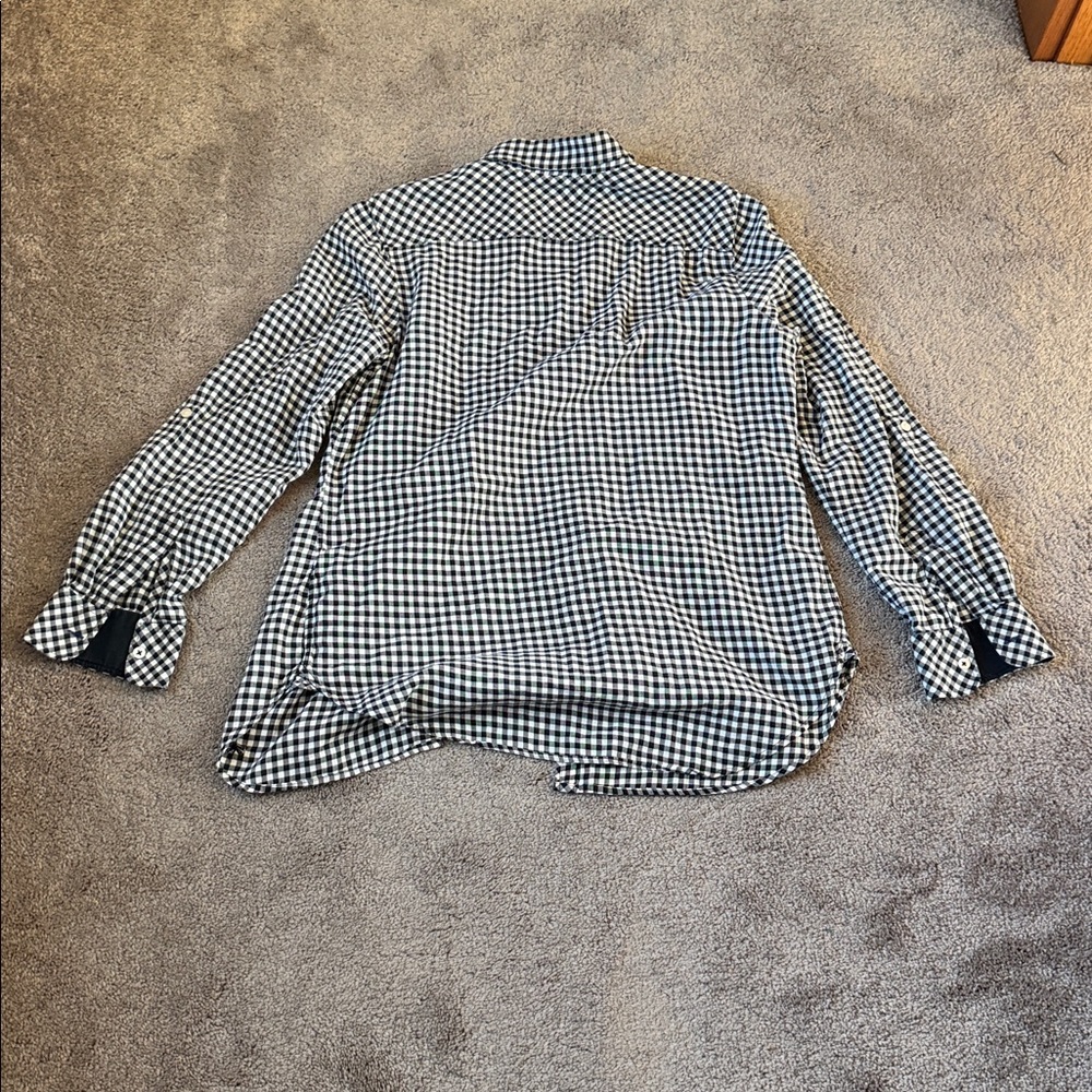 Talbots Black/White Gingham Button Down Top Size S - image 5